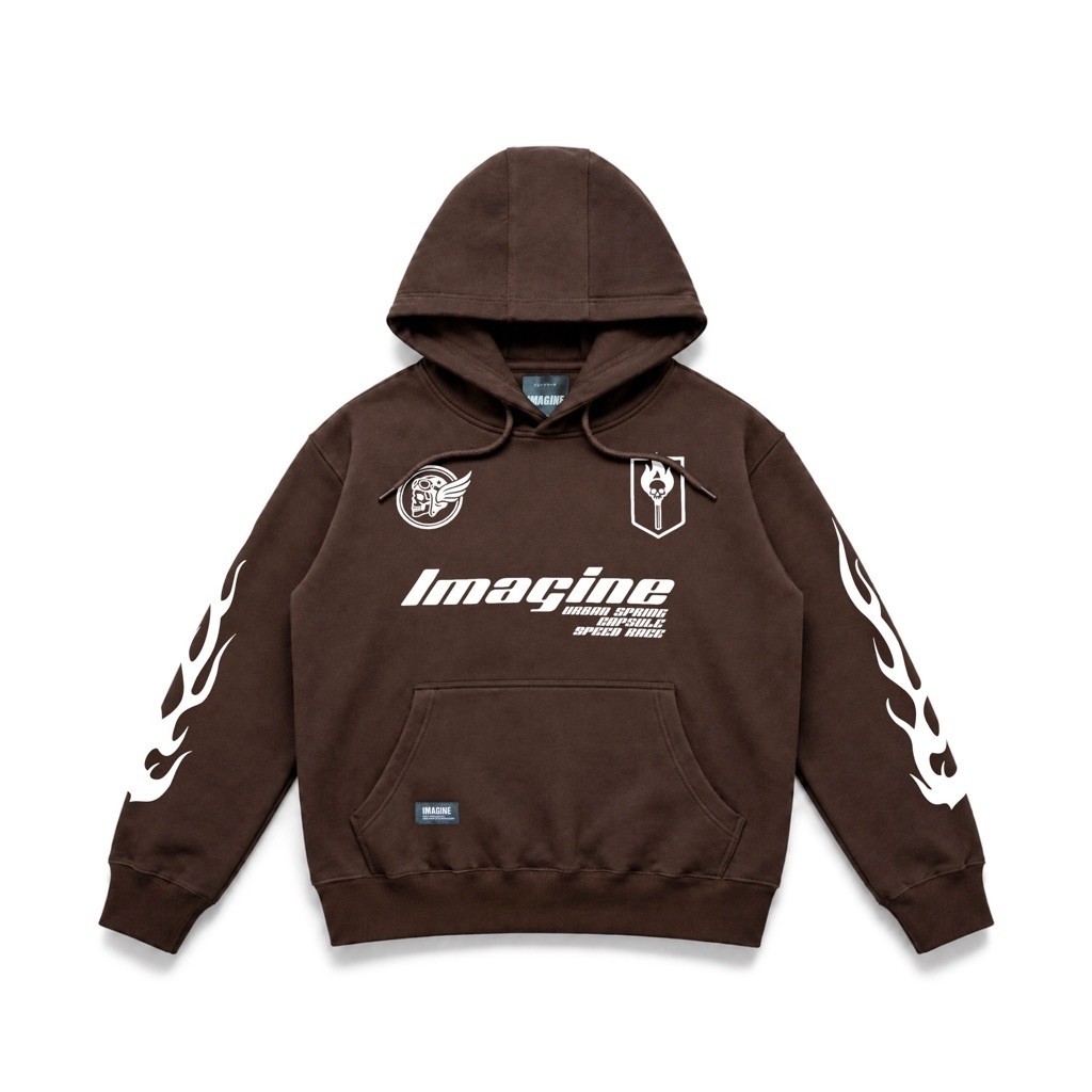 Imagineco Brown Pullover Hoodie "Speed and Spirit”