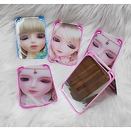 Cermin Lipat Mini Karakter Barbie Kaca Saku Dandan Rias