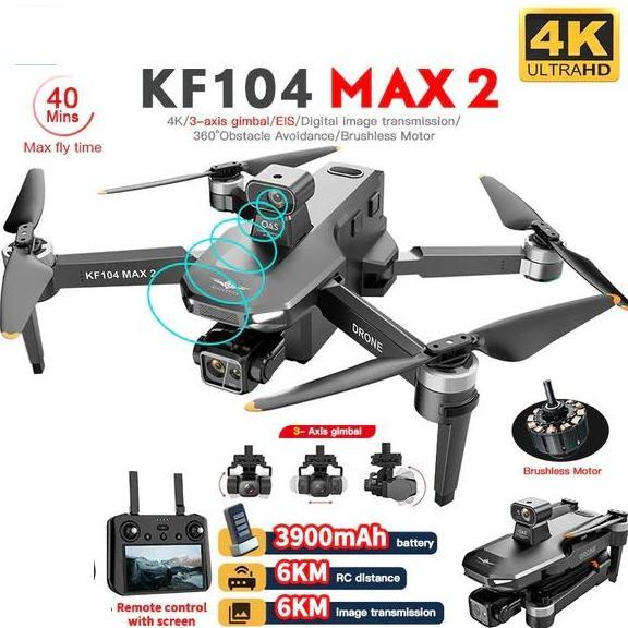 KF104 Max 2 6KM Drone GPS 3-Axis Gimbal 4K Camera With Screen Display Remote / DRONE KF100 MAX