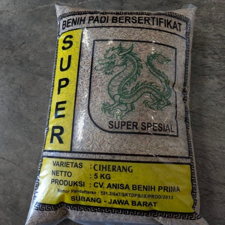 binih padi bersertifikat super varietas Ciherang super kemasan medium