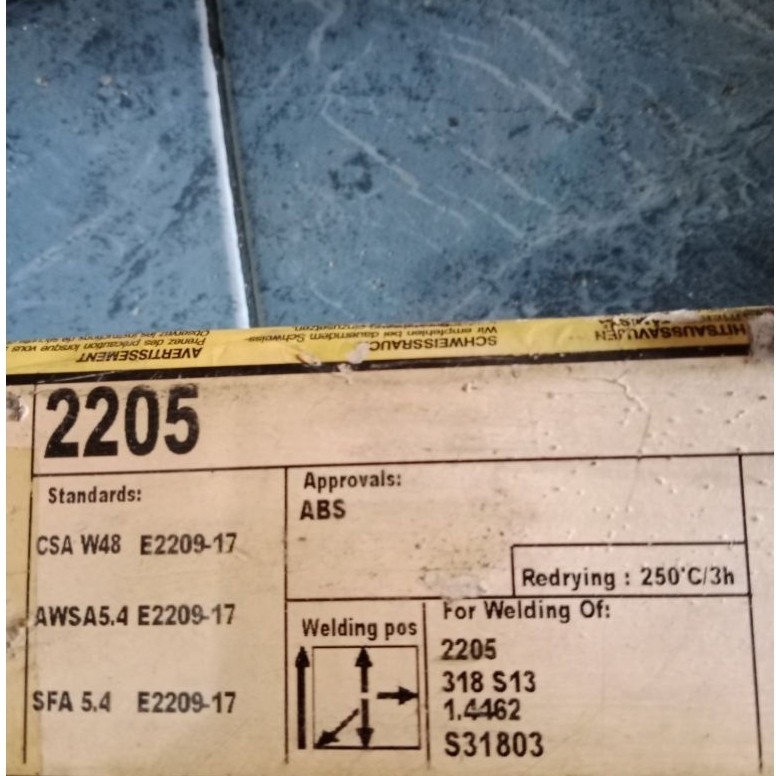 KAWAT LAS 2205 bohlerWelding AWS E2209-17 Size. 3.2MM HARGA 1KG