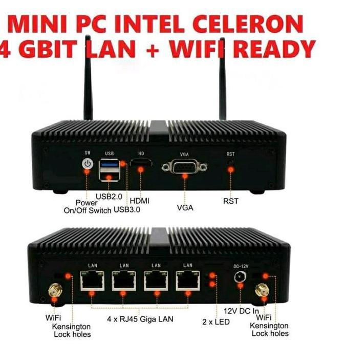 Mini PC Celeron Quad 4 Lan PFSENSE Sophos ClearOS Firewall UTM Router