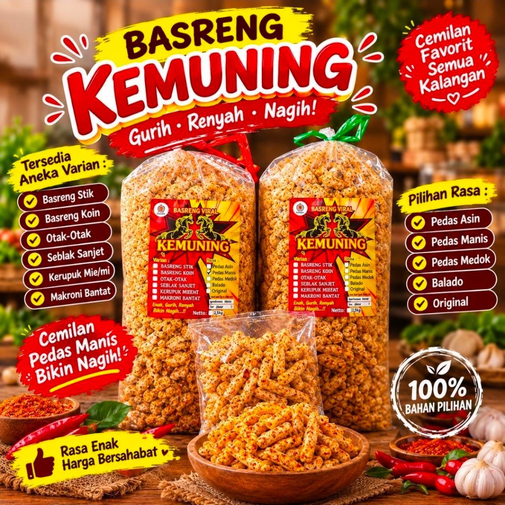 Basreng Kemuning Basreng Viral cemilan pedas renyah rasa pedas asin