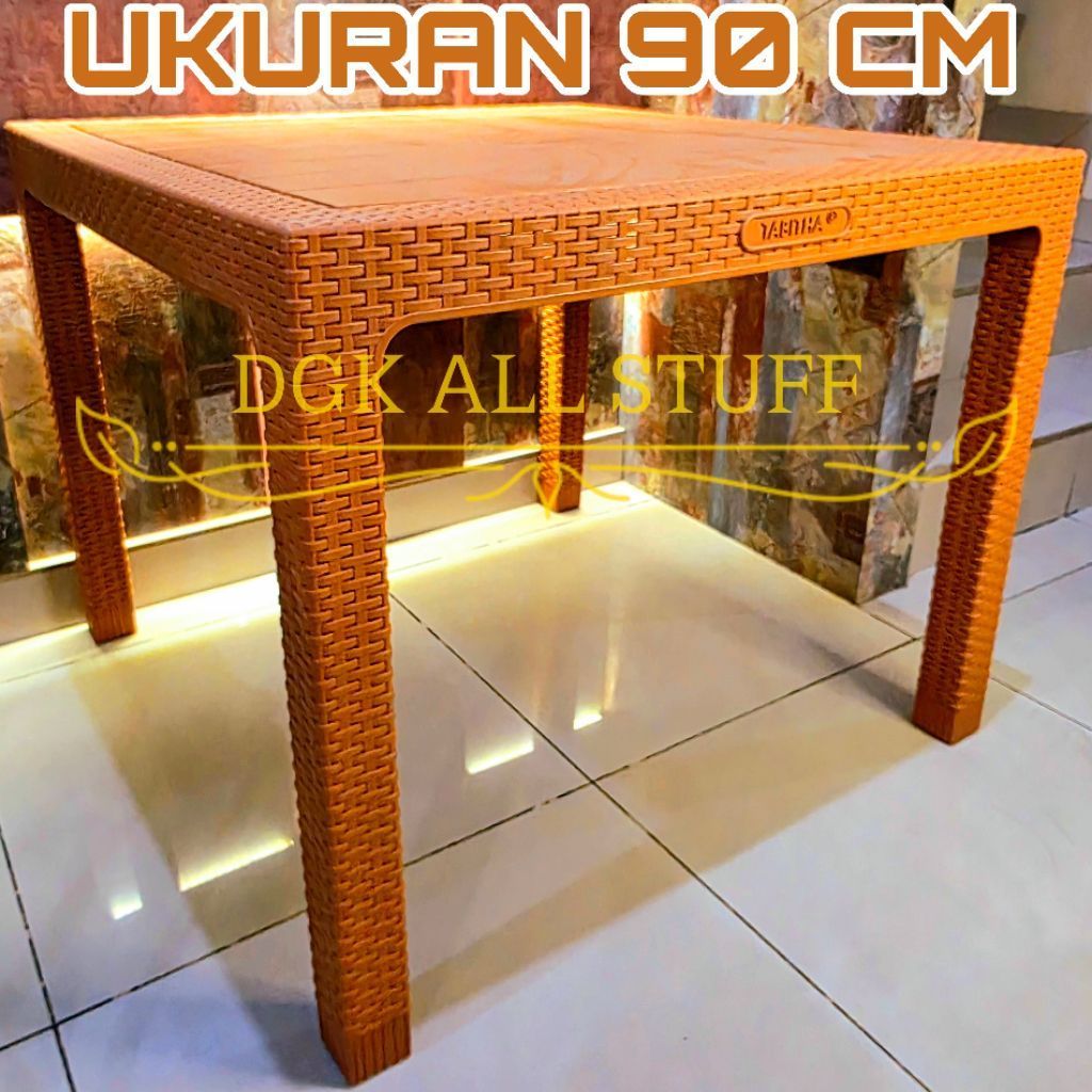 Meja Makan Cafe Kafe Restoran Besar Jumbo Tinggi Segi Persegi Petak Diameter 90CM 90 CM Plastik Moti