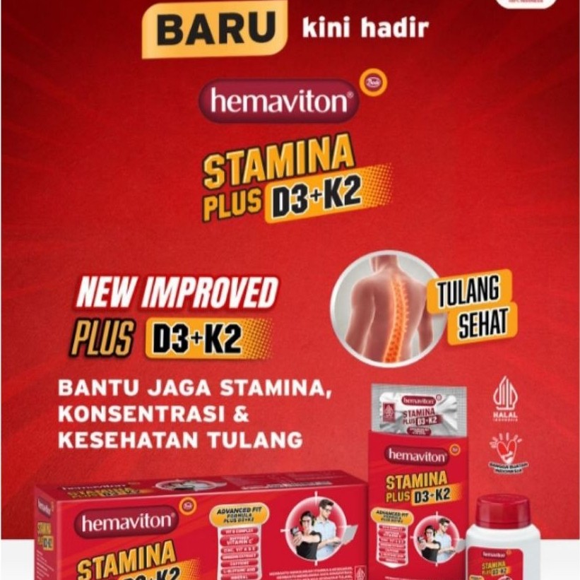 Hemaviton Stamina Plus D3+K2 Vitamin Suplemen Tulang Sehat Halal