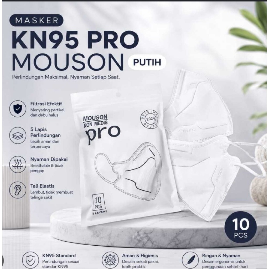 MASKER KN95 5ply KN 95 PRO DEWASA MOUSON ALKINDO WE MASK KAWAT DALAM / masker medis dewasa earloop 5