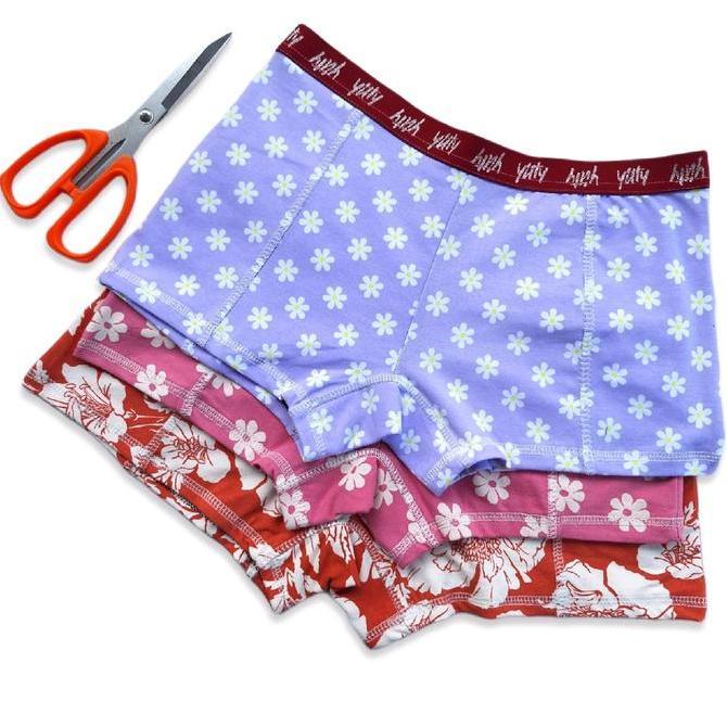 Celana Dalam Boxer Wanita Isi 3 Random Semi Katun Motif Nyaman / Cd Boxer Pendek Cewek