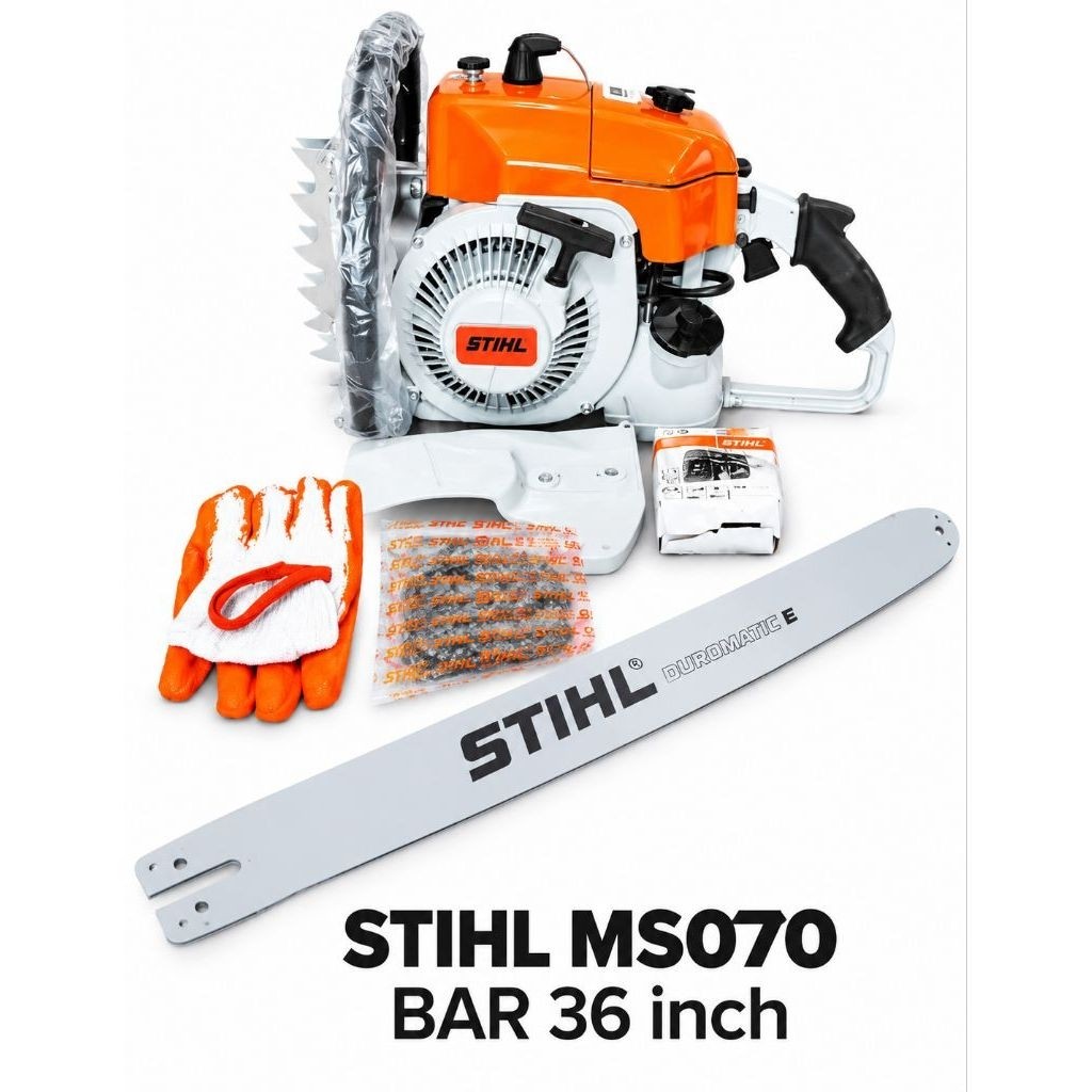 Mesin Potong Kayu STIHL MS 070 dengan Bar 36 Inch, Desain Ergonomis, Kapasitas Bahan Bakar 1.20 L