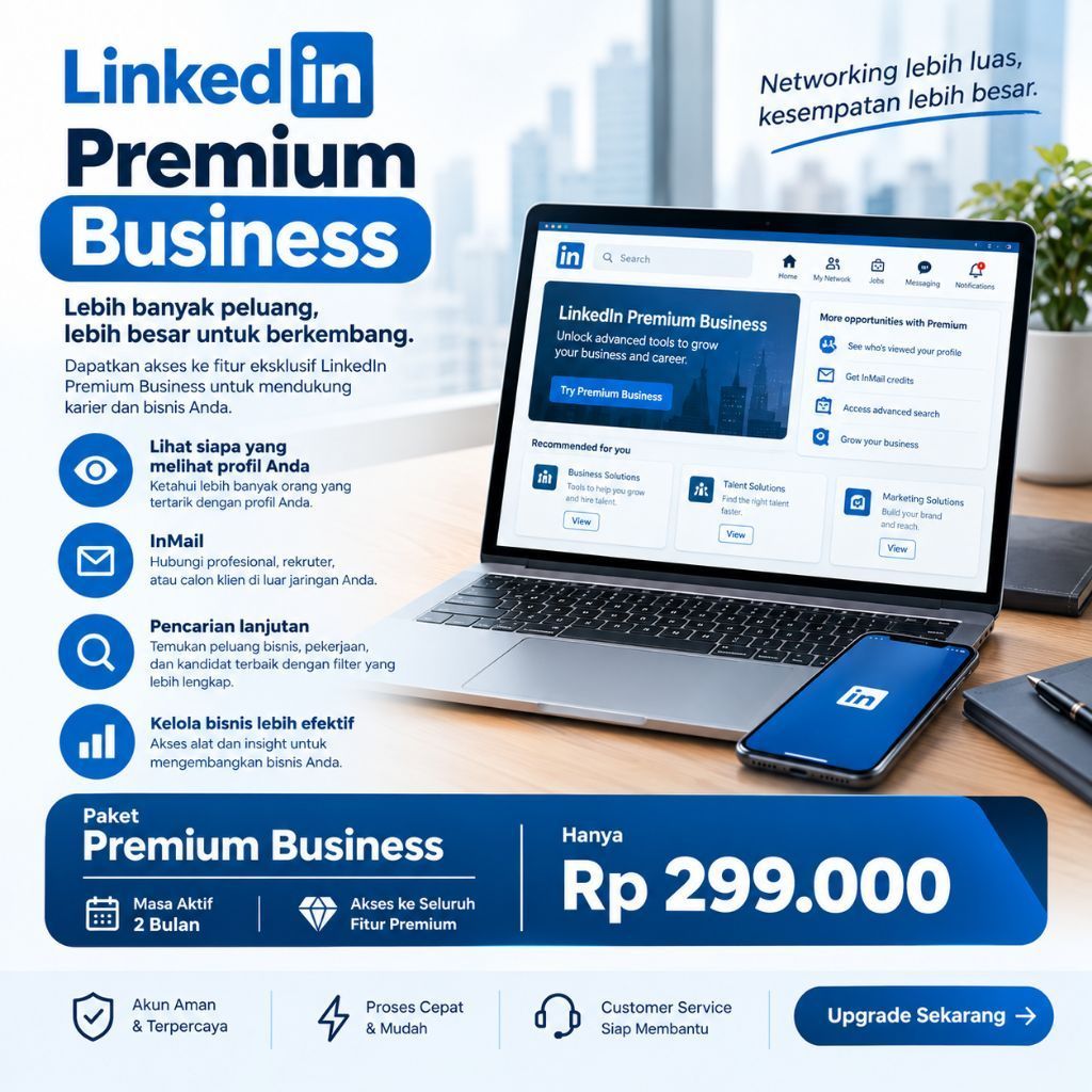 LinkedIn Premium Business 2 Bulan | Premium Business | Layanan Digital