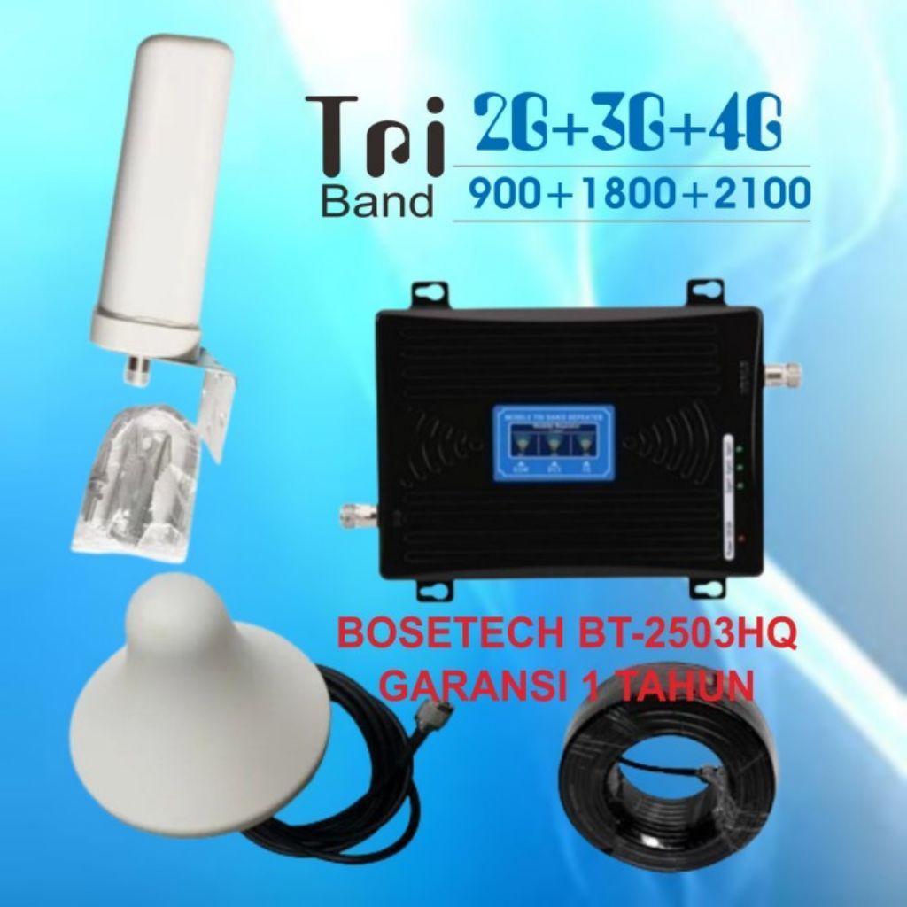BOSETECH BT-2503HQ Repeater GSM Network 4G 3G 2G GSM triband Penguat sinyal hp antena omni tabung