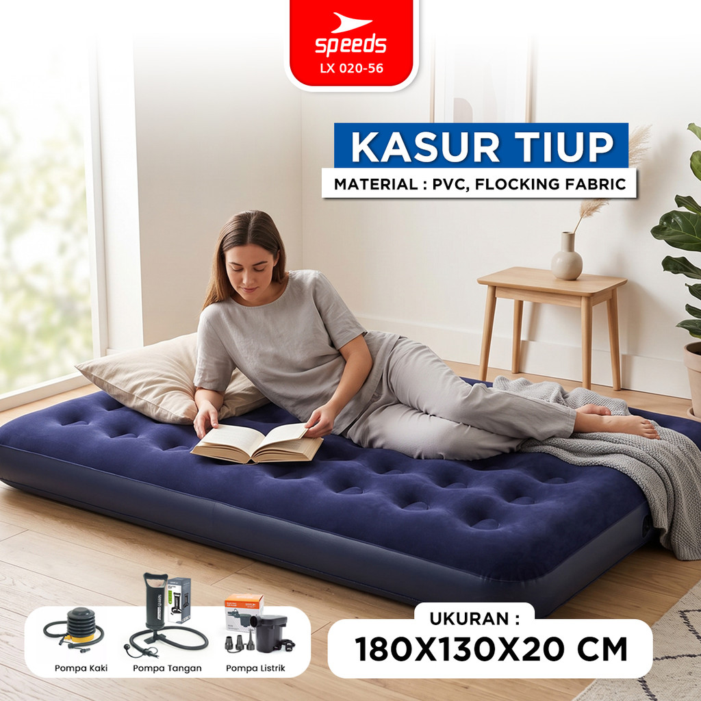 SPEEDS Matras Angin Single/Double Kasur Tiup Air Sleeping Bed Outdoor Indoor Kasur Tidur Dewasa 020-