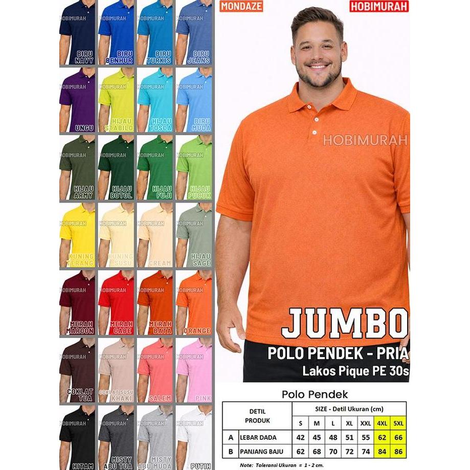 Qwer- Kaos Polo Pendek - Jumbo 4Xl 5Xl - Pria Nita | Kerah Polos Jumbo | Mondaze