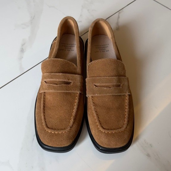 Loafers chococlate bahan bludru no brand (SECOND)