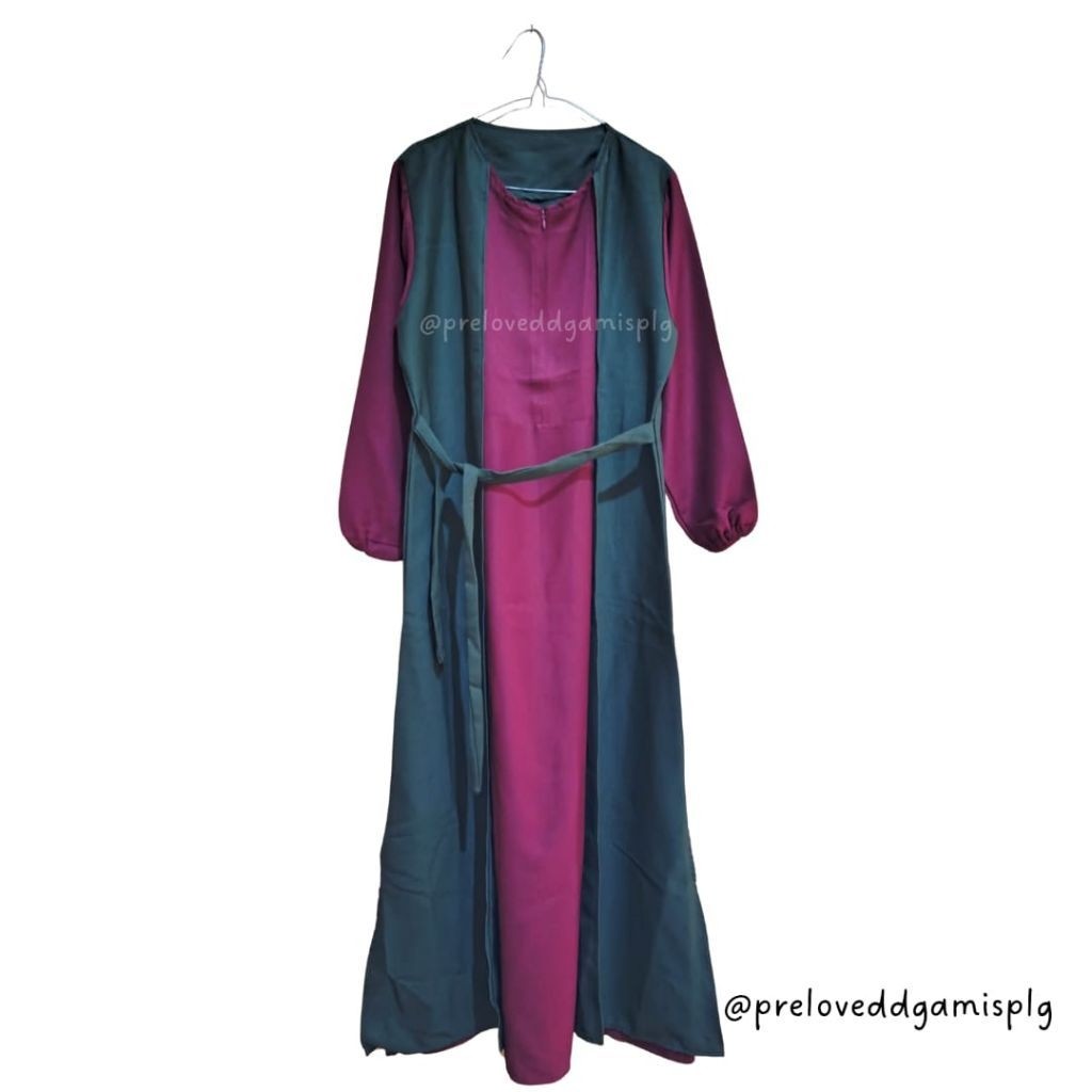 (Preloved) Gamis Muslimah Army-Maroon/Gamis Outer