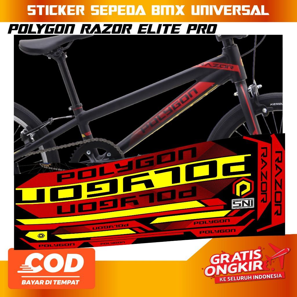 () Stiker striping sepeda polygon razor elite pro BMX 18 20 glossy lentur anti air