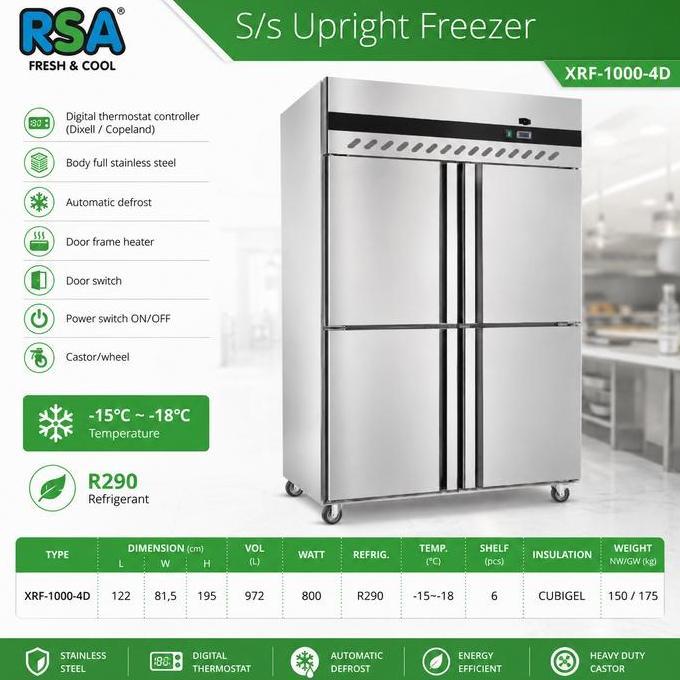 Rsa Xrf-1000-4D / Xrf10004D / Xrf 1000 4D Stainless Steel Upright Freezer