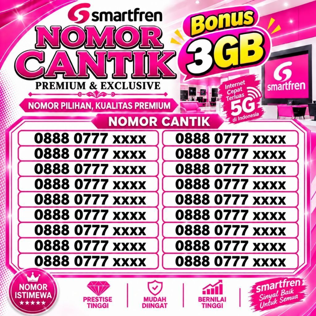 Nomor Cantik Kartu Perdana Smartfren 888 777 Segel Baru