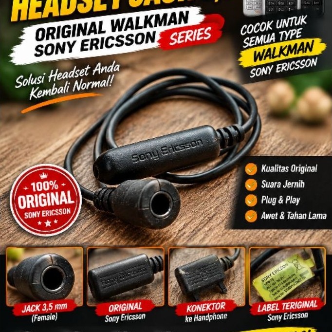 Sambungan headset jack 3,5 Original walkman sony Ericsson series