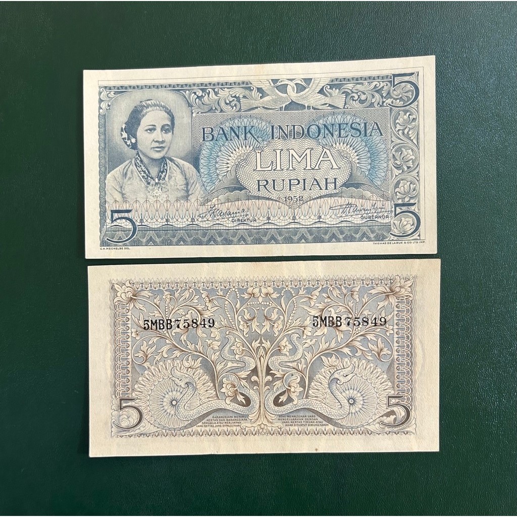 UANG KUNO 5 RUPIAH BUDAYA 1952 AU