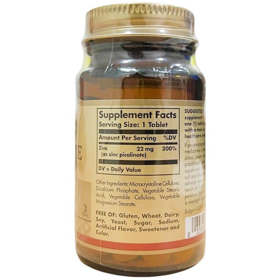 Solgar Zinc Picolinate, 100 Tablet Ori USA Vit Zinc Picolinate