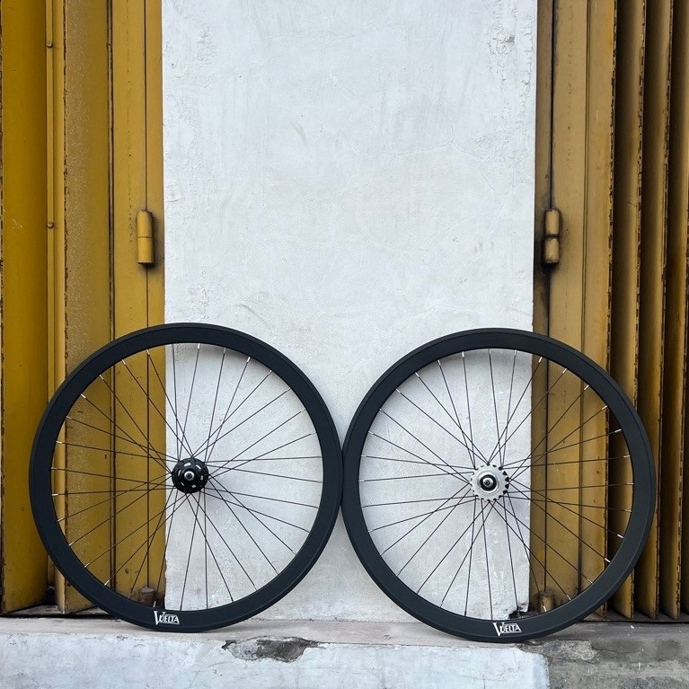 WHEELSET FIXIE DOLTRAP VUELTA HITAM ALLOY INCLUDE COG LOCK AIRLINE BEARING 42MM SEPASANG 4,2CM 4,2