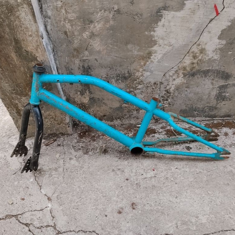 FRAME FORK SEPEDA BMX 20 WIMCYCLE METALIZER dengan Fork MATA TIGA ORIGINAL JADUL VINTAGE real