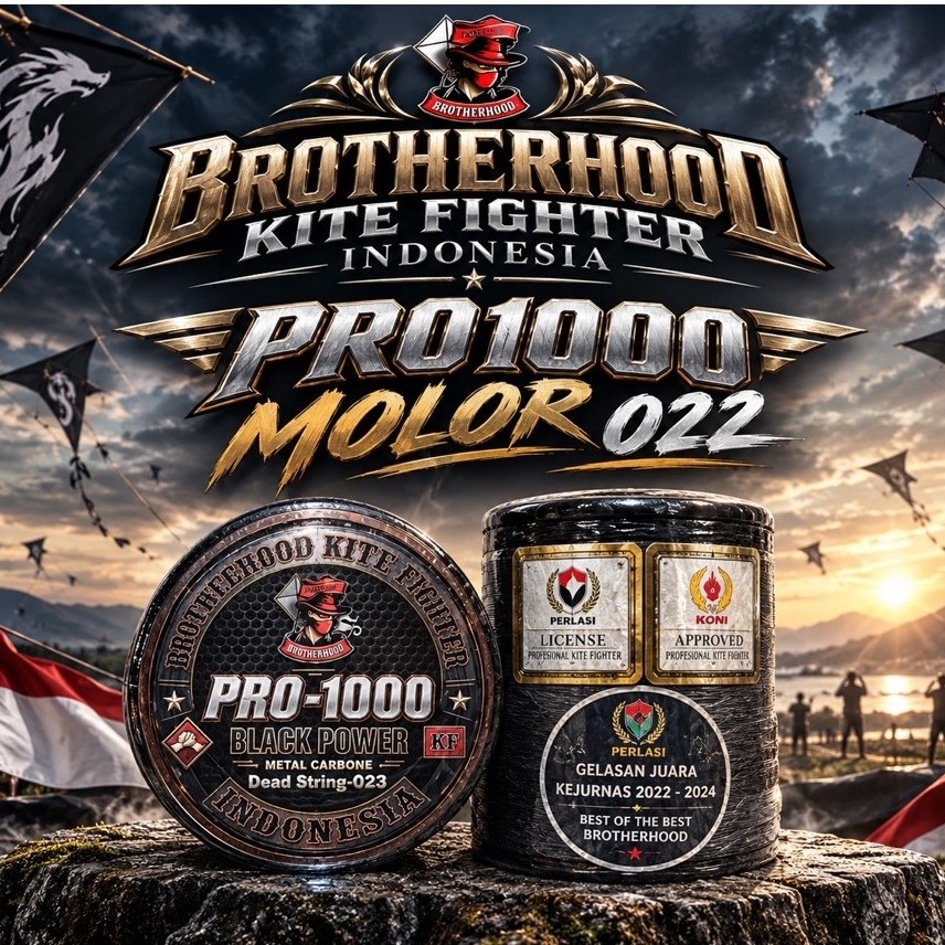 Gelasan Brotherhood Pro-1000 Black Power(Molor) Hitam size 022