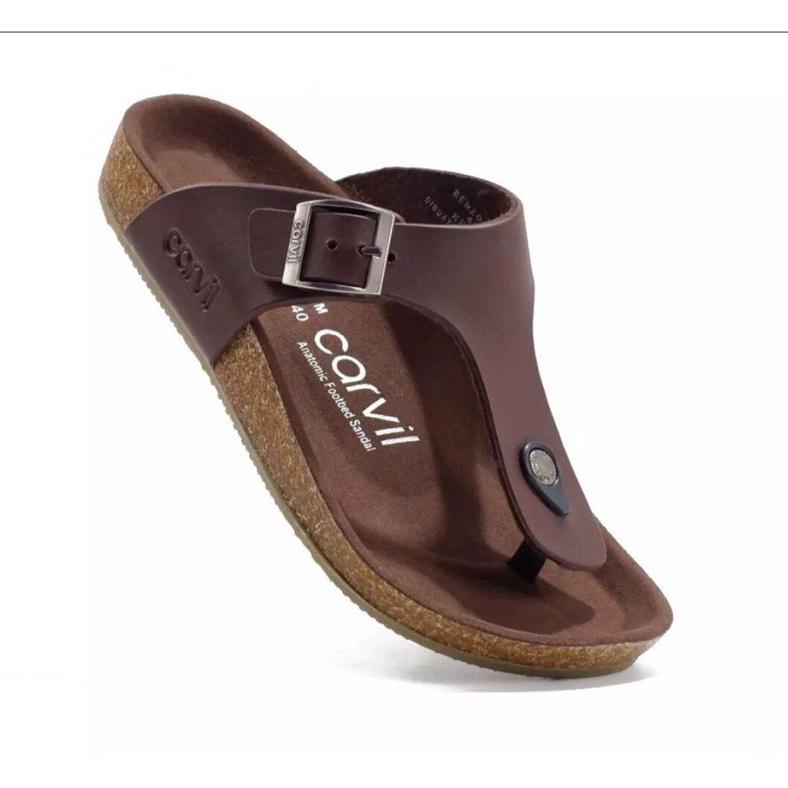 PROMO SANDAL CARVIL PRIA KULIT TRENDI 2022 /sandal kulit pria dewasa /sandal cowok terbaru /sendal c