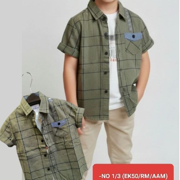 1-18 THN ,KEMEJA EZIO KIDS ,LENGAN PENDEK MOTIF KOTAK ,PREMIUM ORI
