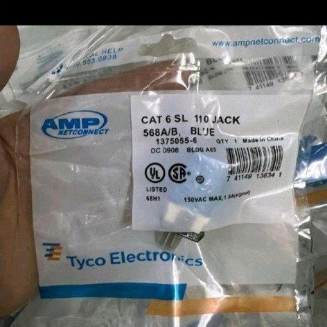 AMP JACK MODULAR CAT 6 SL 110 JACK 568A ORIGINAL