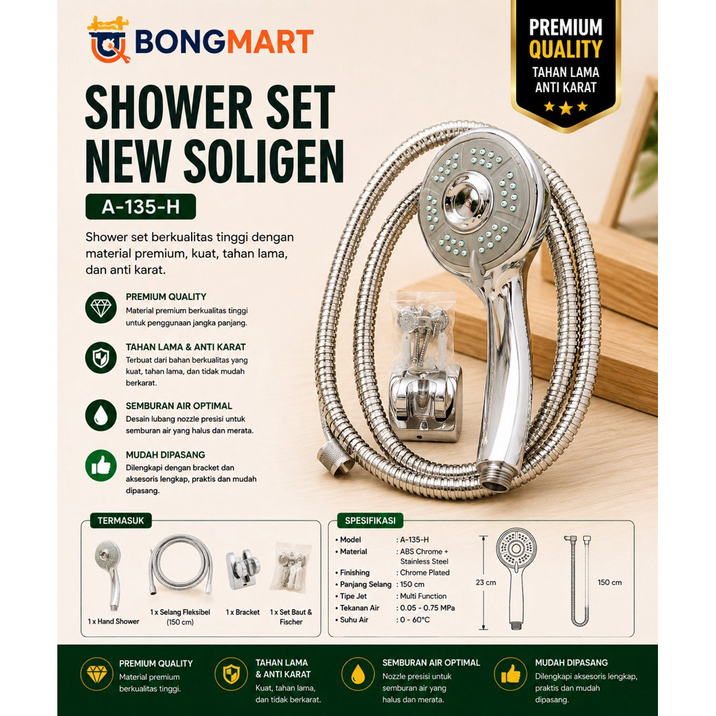 Shower Mandi Soligen / Hand Shower Soligen A-135 H Chrome