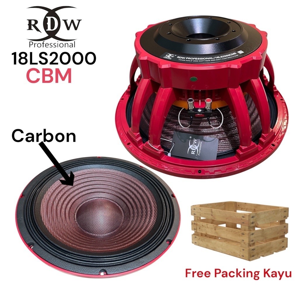 Komponen Speaker Sub 18” RDW 18LS2000 CBM Carbon Coil 6”