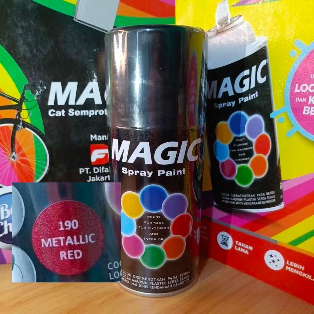 Diton MAGIC Spray Paint Pilox Pilok Cat Semprot Serbaguna 190 Metallic Red / Merah Metalik (300cc/30