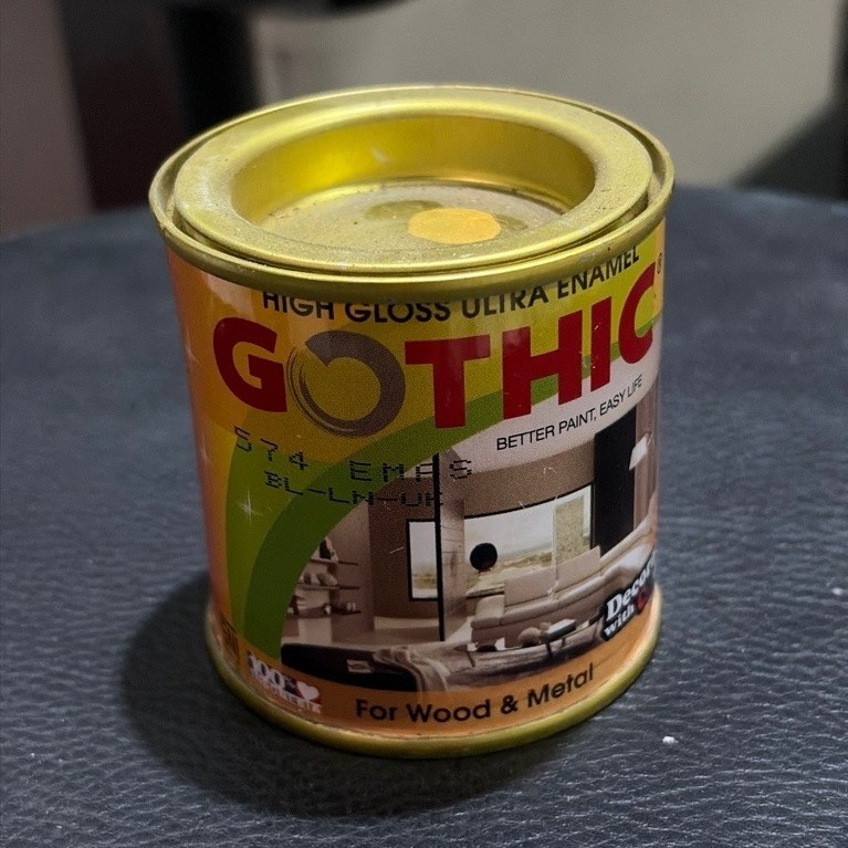 Cat Minyak Gothic Gold Emas 100ml Cat Kayu Besi Metalik