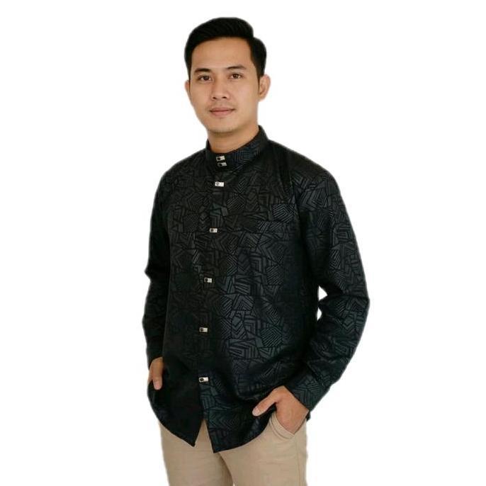Kemko Sultan kemeja Koko atasan terbaik terlaris kancing jepret Muslim Baju Pria