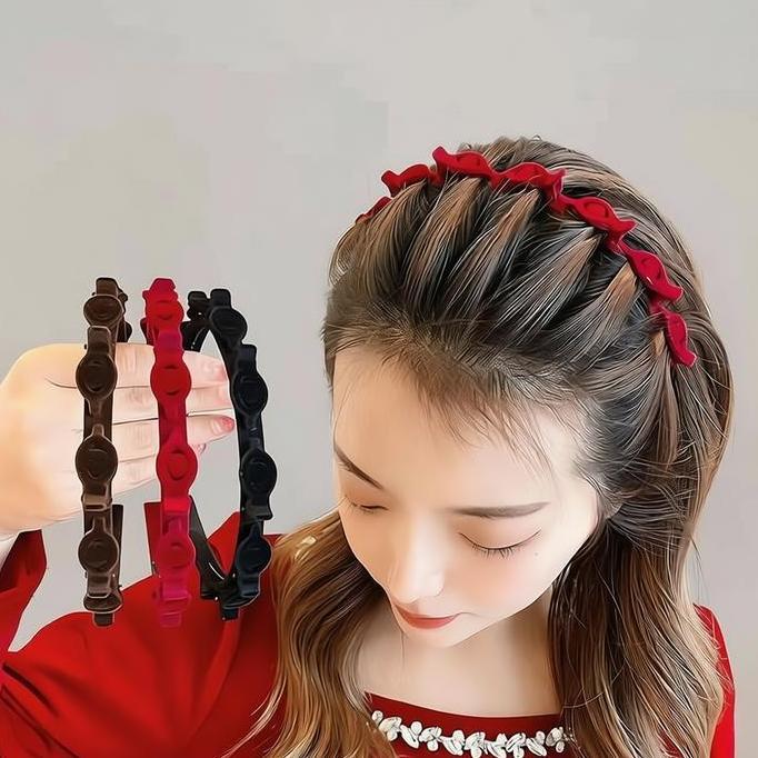 PREMIUM Bando Rambut 2in1 Jepit Beludru Premium Aksesoris Fashion Wanita Korea C180 untuk Anak & Dew
