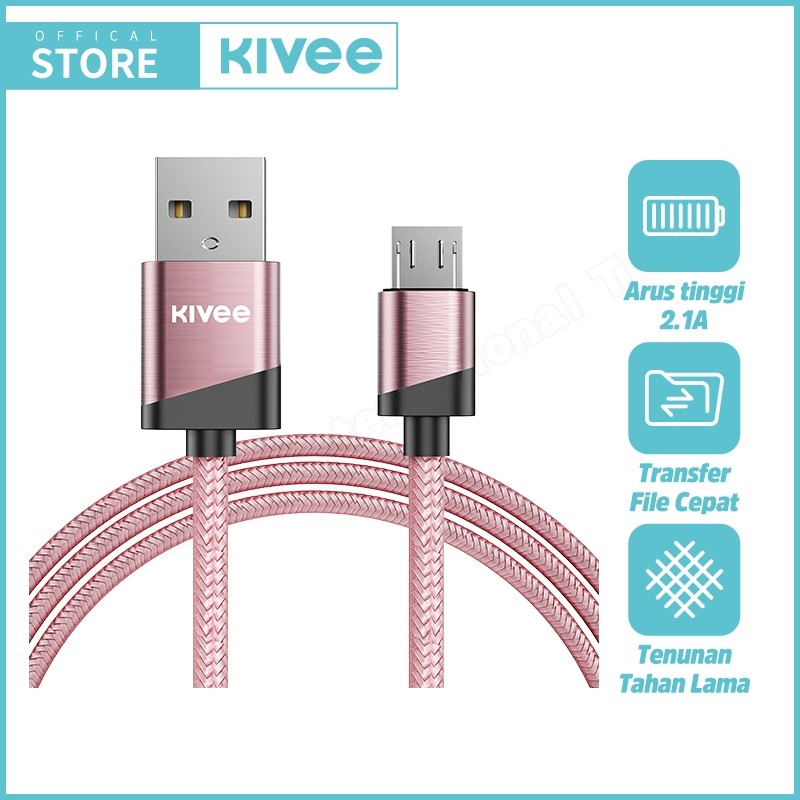 HOT Kivee Kabel Data Micro USB Fast Charging KV-CH022 Rose Gold For Android