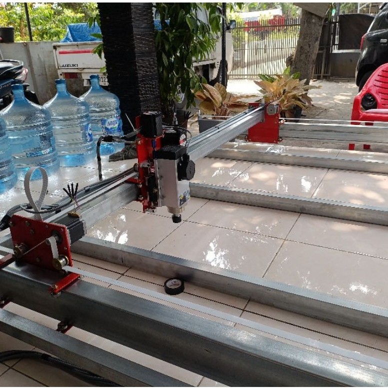 cnc router spindle 800 atau 2200 watt water/air cooler area besar full triplek untuk kayu acp pvc ac
