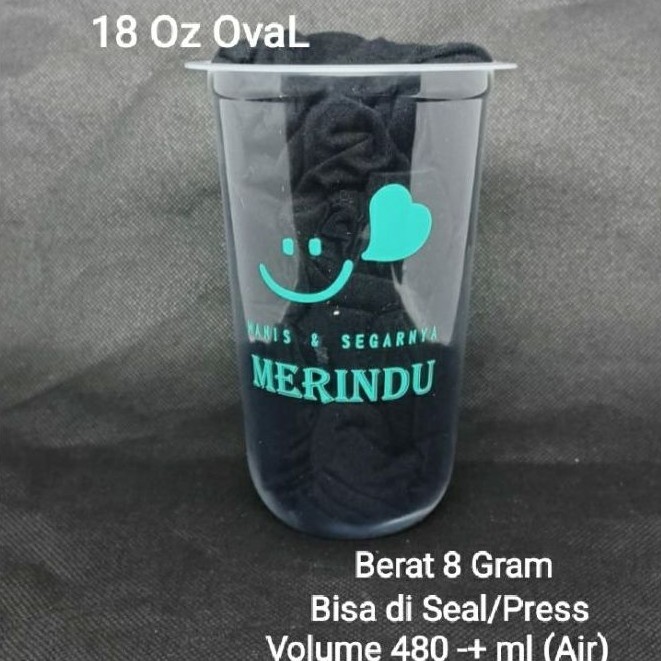 CUP SABLON OVAL 18 OZ PREMIUM TANPA TUTUP