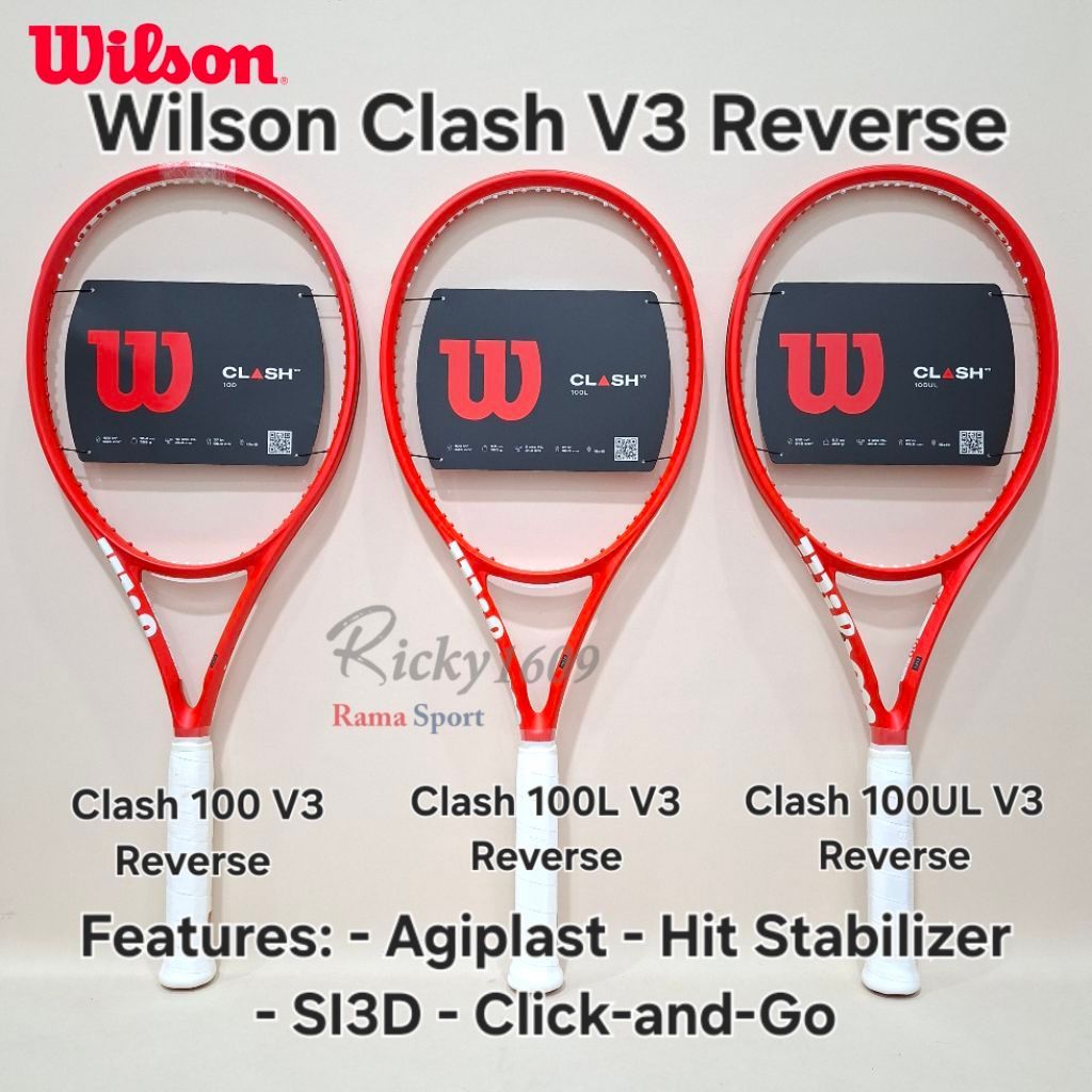 RAKET TENIS WILSON CLASH V3 REVERSE - WILSON CLASH 100 V3 REVERSE - WILSON CLASH 100L V3 REVERSE - W