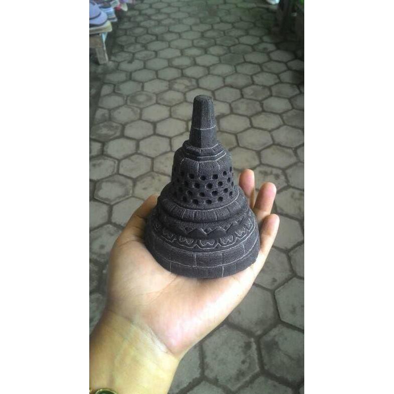 Miniatur Stupa Candi Borobudur-Batu Pahat Asli-Pajangan-Ukuran Sedang.