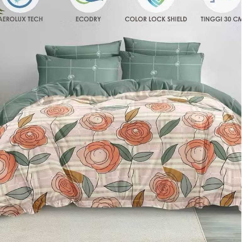 Sprei Internal Lady Rose Prime Ukuran 180x200x30 - Anti Luntur, Tanpa Sambungan, Tali Guling Terpasa