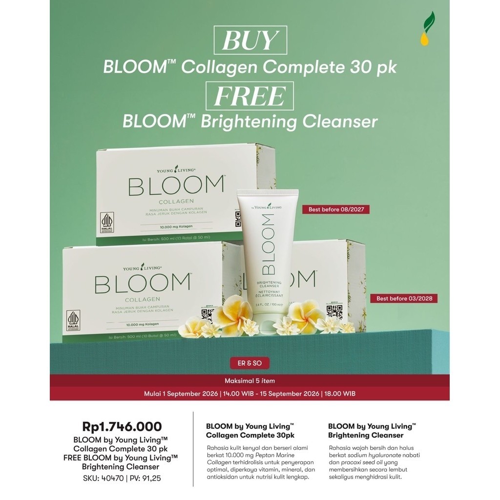 FREE BLOOM CLEANSER Bloom by Young Living Collagen Complete - Menikmati Kecantikan Dari Dalam