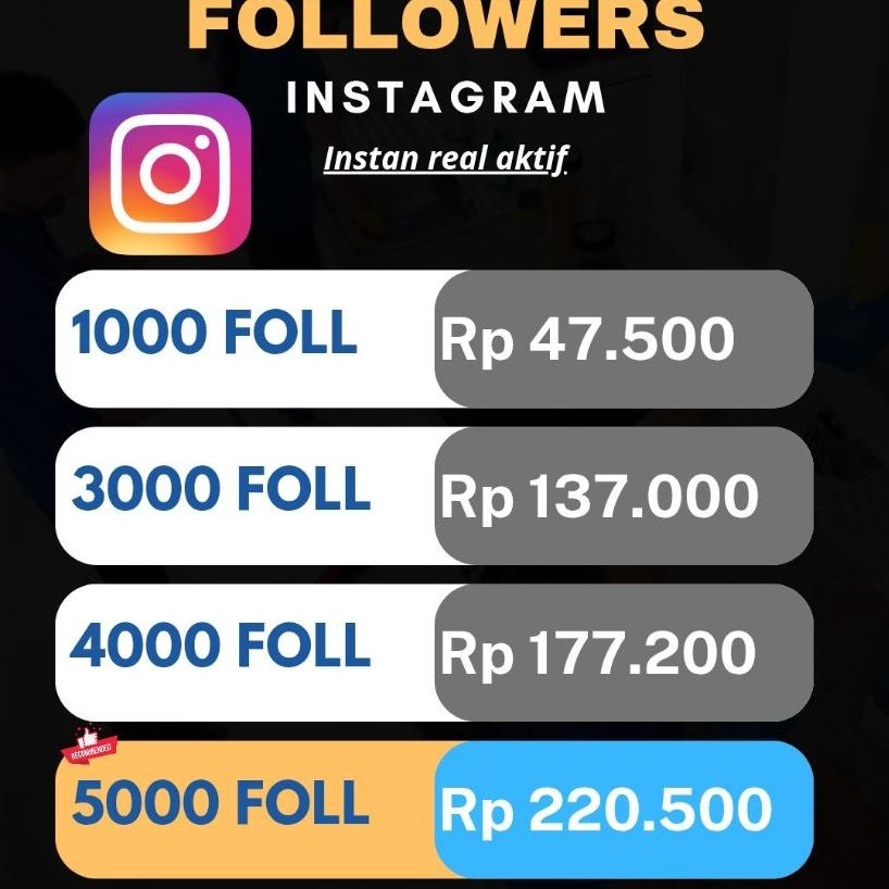PENGIKUT/FOLLOWERS IG REAL AKTIF (mix akun) amanah, bergaaransi 30 hr, fast respon