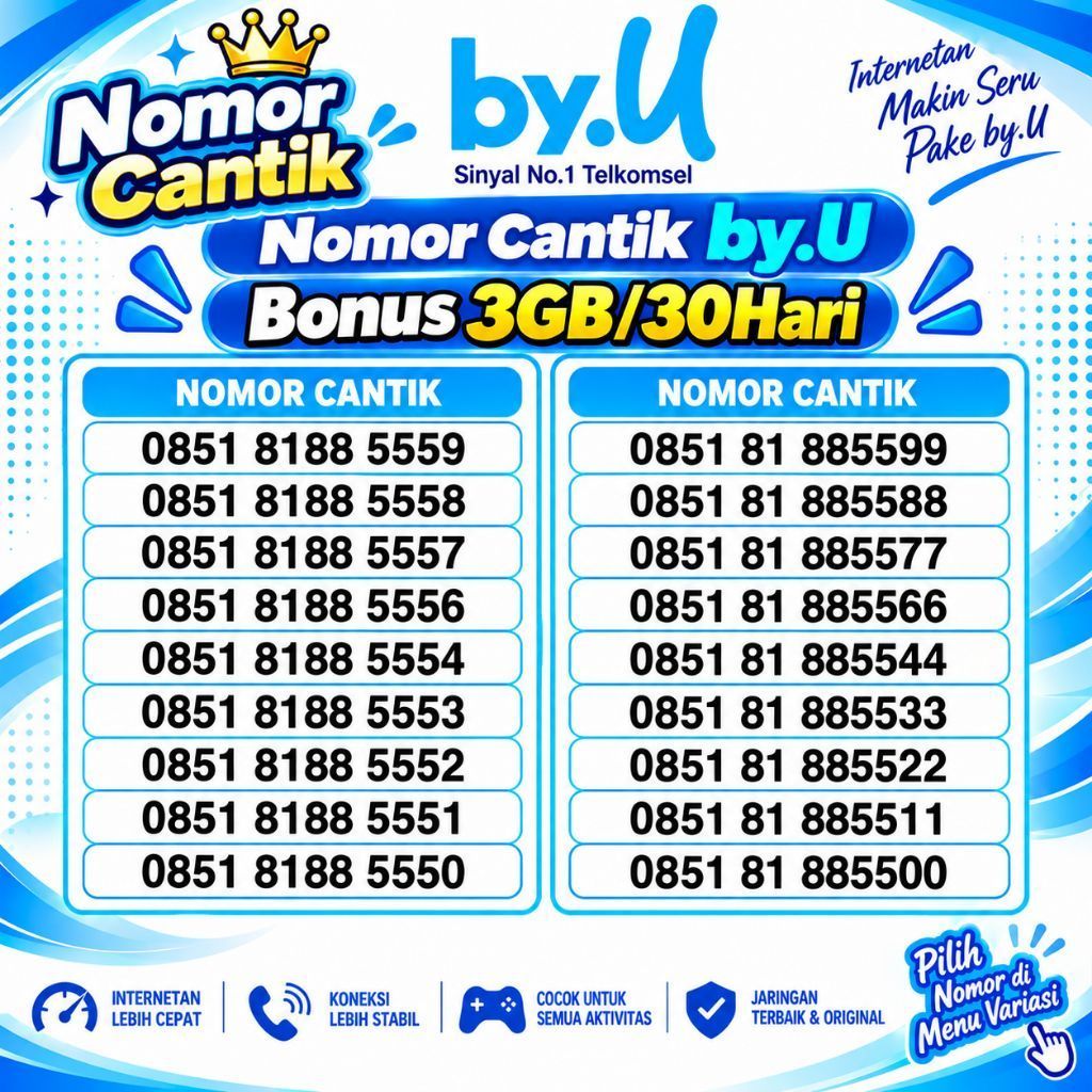 By.U Kartu Perdana Nomor Cantik By.U Nasional