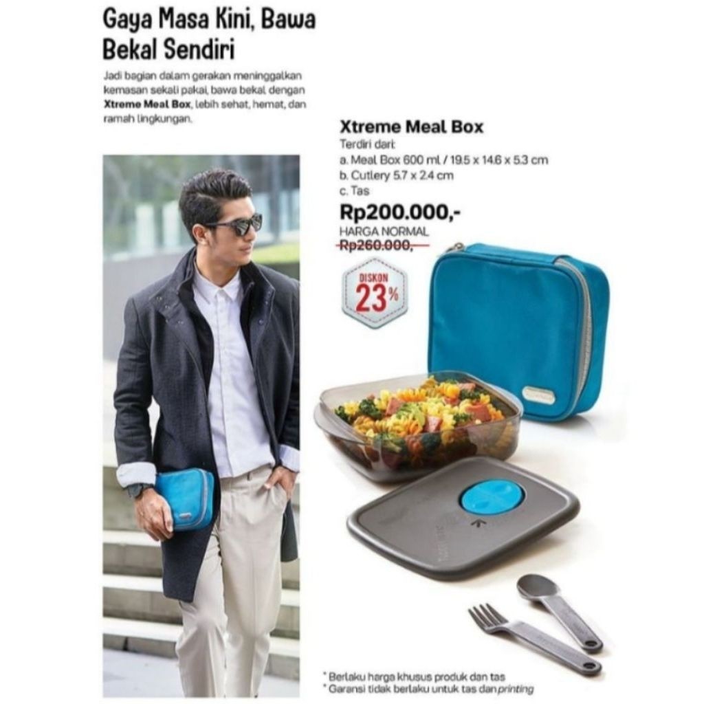 tempat makan tupperware kristal +tas bekal x tream meal box