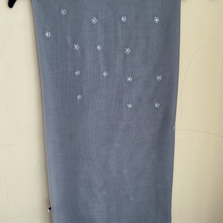 Jilbab Napocut Embroidery Crystal Grey Abu-abu Preloved Hijab napocut