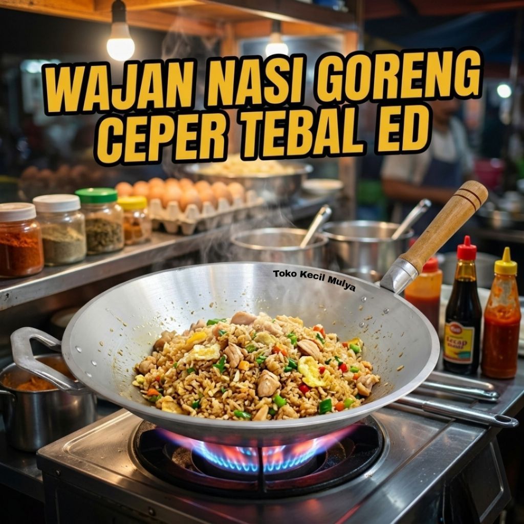 Wajan Nasi Goreng TEBAL / Wajan Bakmie / Seblak Tebal gagang kayu No. 10 & 12 Alumunium tebal anti l