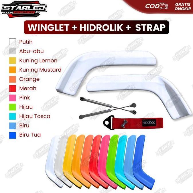 PAKET COMBO WINGLET UNIVERSAL DEPAN BUMPER WARNA MOBIL TRUK BUS BEMPER HIDROLIK TOWING STRAP PLAT JD