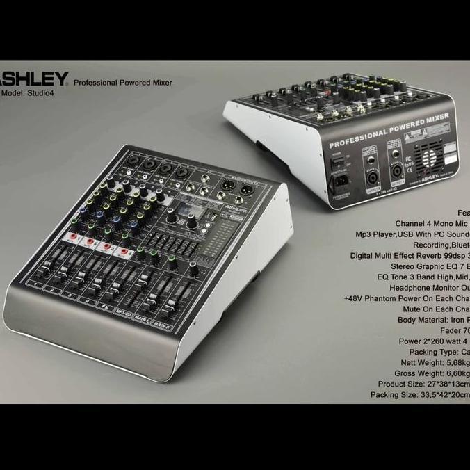 Musica- Power Mixer Ashley Studio4/Studio 4 ( 4Channel ) Usb,Bluetooth,Rec